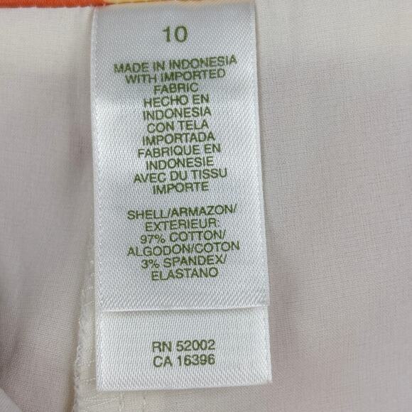 LizGolf Skort Size 10 Orange Yellow White Geo Print Pocket Side Zip Golf Stretch - Picture 9 of 10